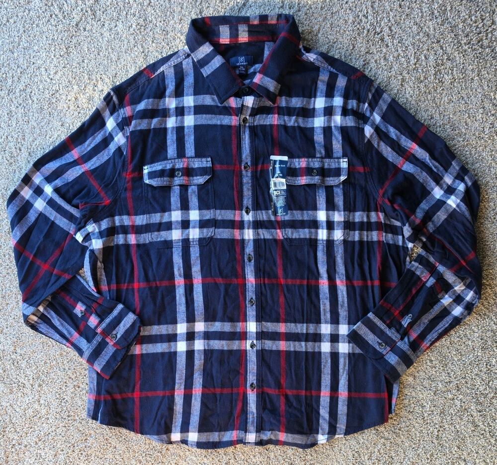 Mens Flannel Shirt: "American Patriot" Tartan - Super Soft - 3XL (54-56) NWT !